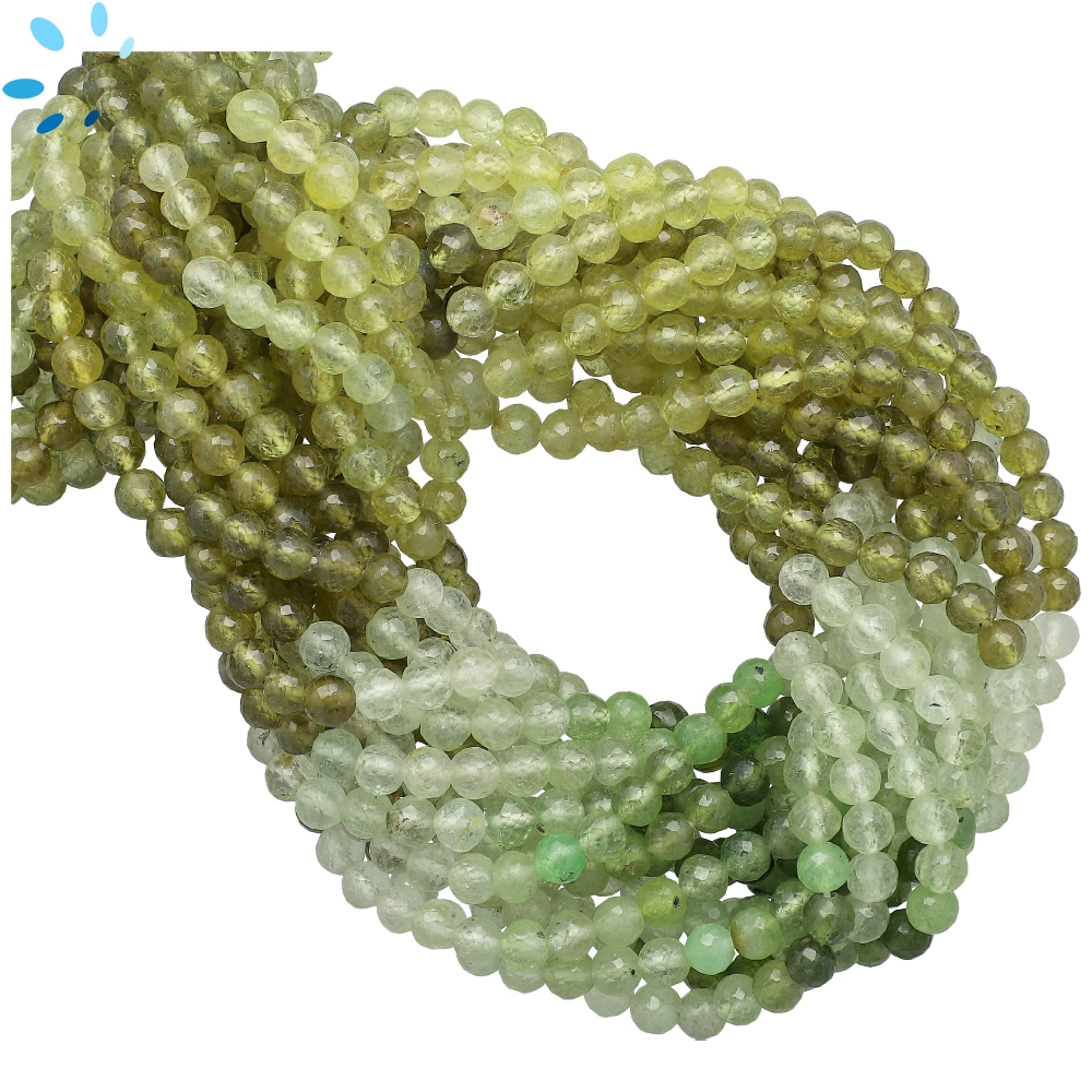 Grossular Garnet Micro Faceted Round Center Drilled Beads 4mm - 13 Inch Strand
