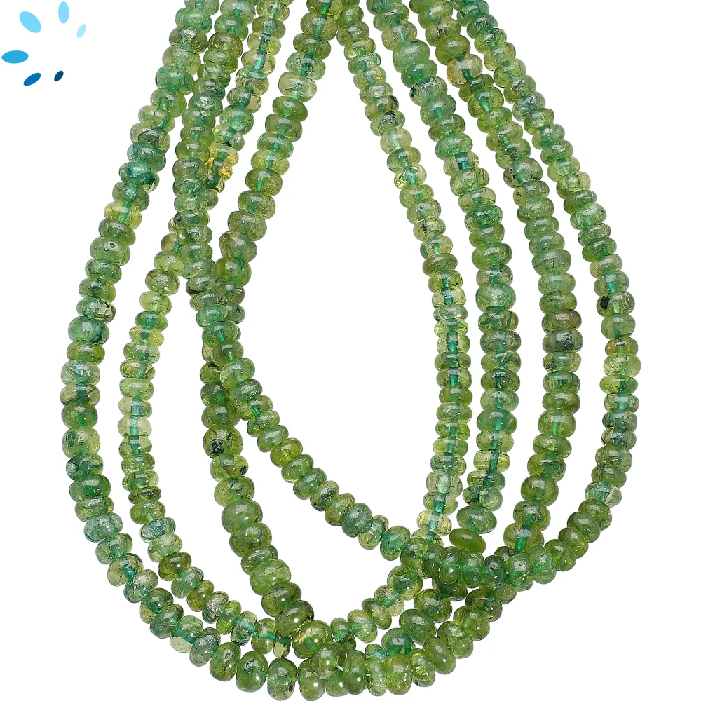 Grossular Garnet Smooth Button Center Drilled Beads 4mm - 13 Inch Strand