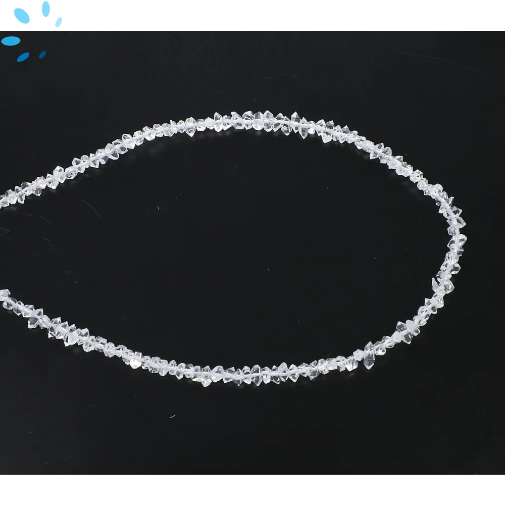 Herkimer Diamond Smooth Chips Top to Bottom Drilled Beads 2mm - 14 Inch Strand