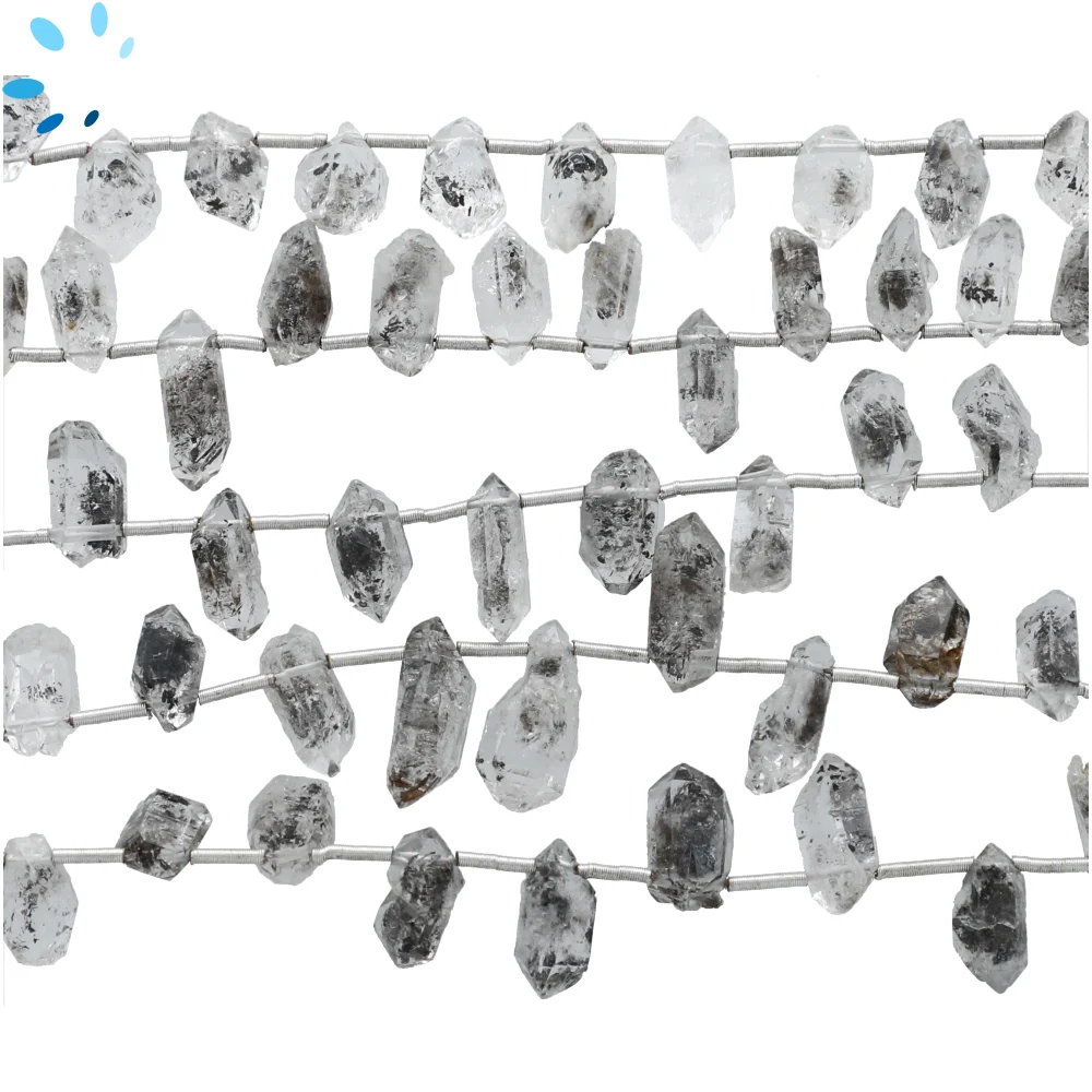 Herkimer Diamond Smooth Nuggets Top Drilled Beads 8x5 - 10x7mm - 8 Inch Strand