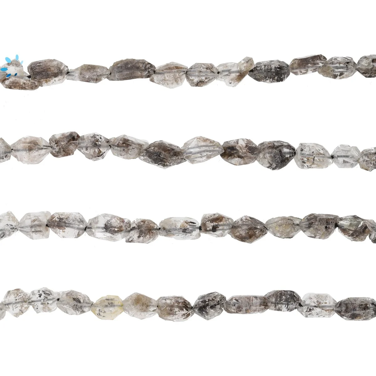 Herkimer Diamond Smooth Nuggets Top to Bottom Drilled Beads 8x4 - 12x6mm - 14 Inch Strand