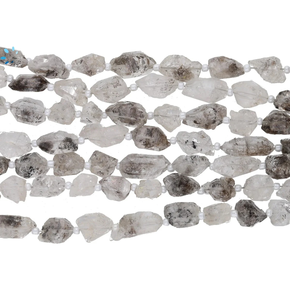 Herkimer Diamond Smooth Nuggets Top to Bottom Drilled Beads 8x4 - 16x6mm - 14 Inch Strand