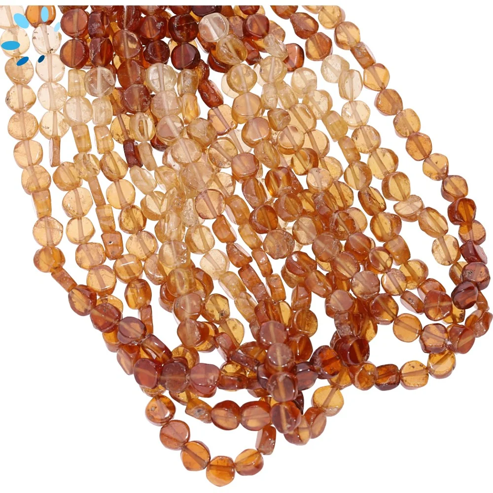 Hessonite Garnet Smooth Coin Top to Bottom Drilled Beads 5mm - 14 Inch Strand