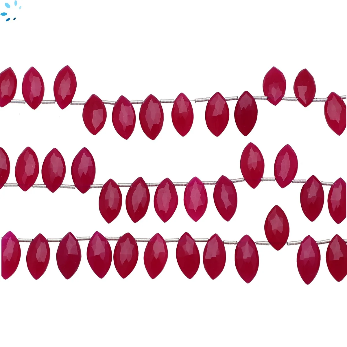 Hot Pink Chalcedony Faceted Marquise Top Drilled Beads 12x7 - 14x8mm - 8 Inch Strand