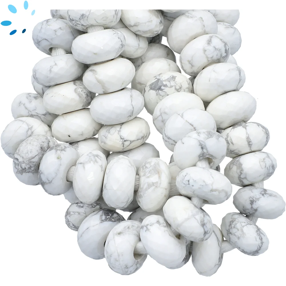 Howlite Faceted Rondelle Beads 14mm - 6 Inch Strand