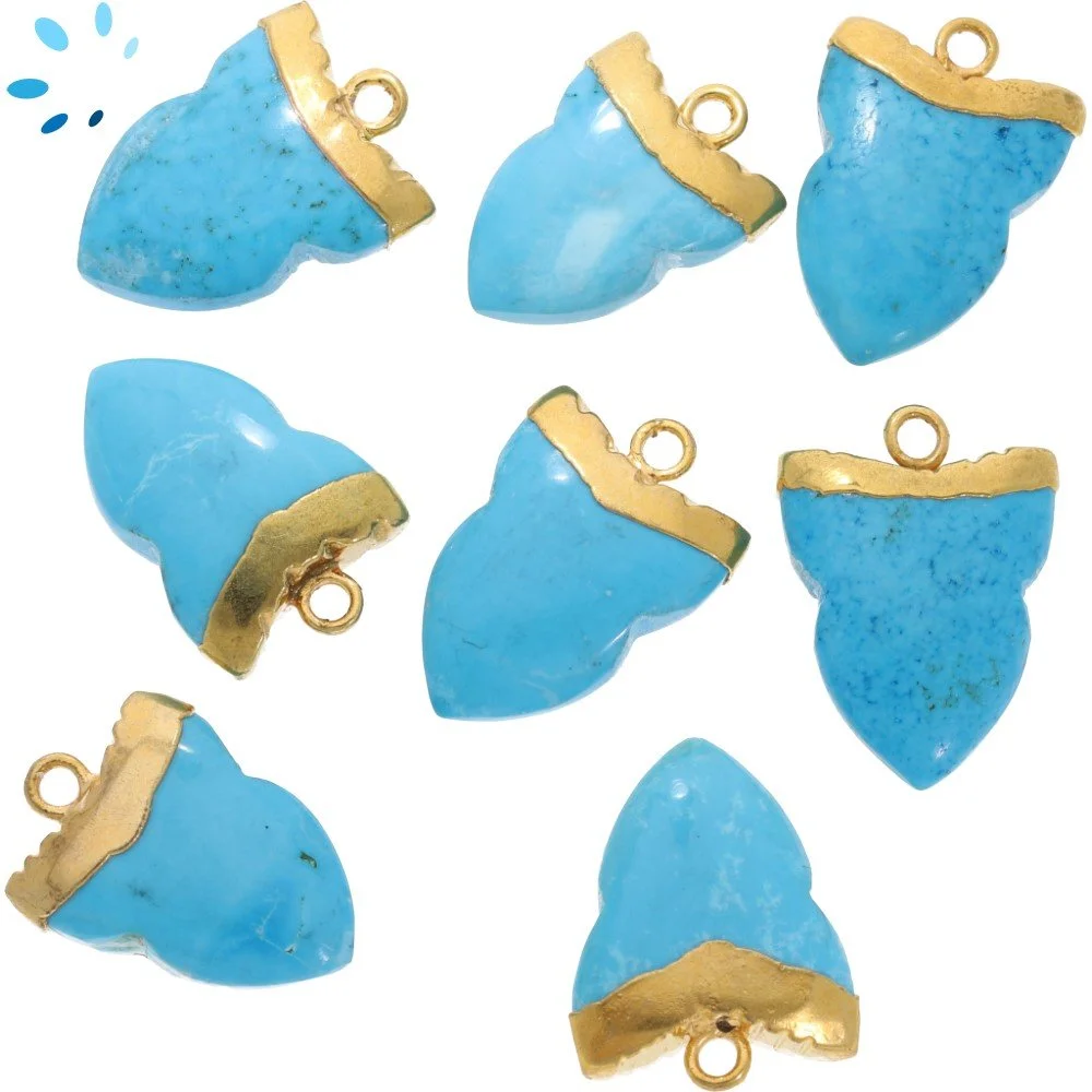 Howlite Shark Tooth Pendant Charm 15x11 - 17x13mm 18k Gold Electroplated - Set of 4