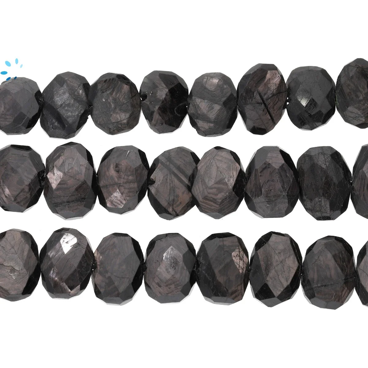 Hypersthene Faceted Nuggets Center Drilled Beads 14x10 - 16x12mm - 14 Inch Strand