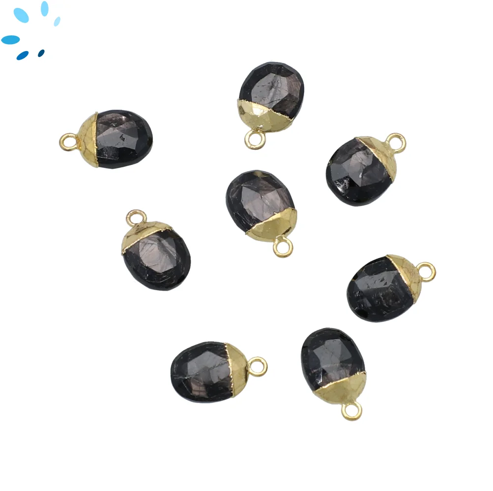 Hypersthene Moon Charm Pendant 10x8 - 12x9mm 18k Gold Electroplated - Set of 4