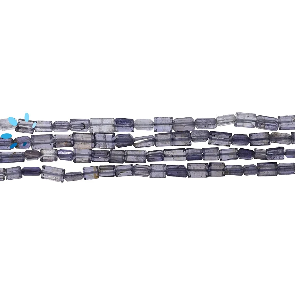 Iolite Faceted Rectangle Top to Bottom Drilled Beads 5x3mm - 14 Inch Strand