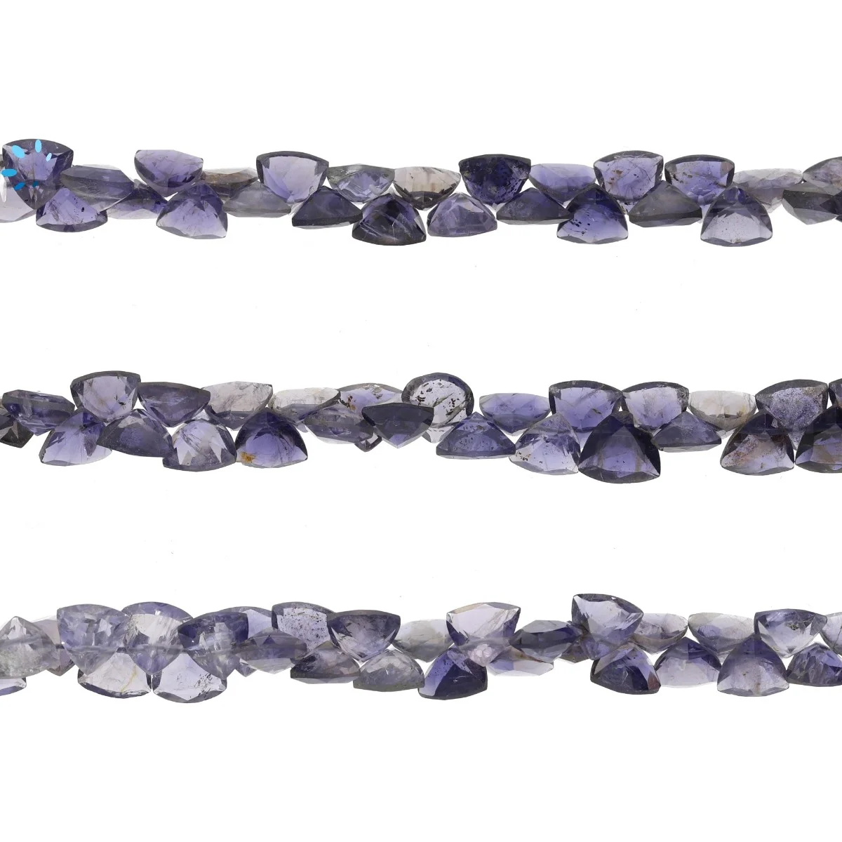 Iolite Faceted Triangle Top Drilled Beads 4mm - 8 Inch Strand