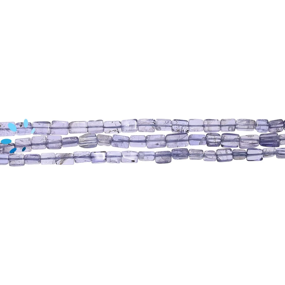 Iolite Smooth Rectangle Top to Bottom Drilled Beads 4x6mm - 14 Inch Strand