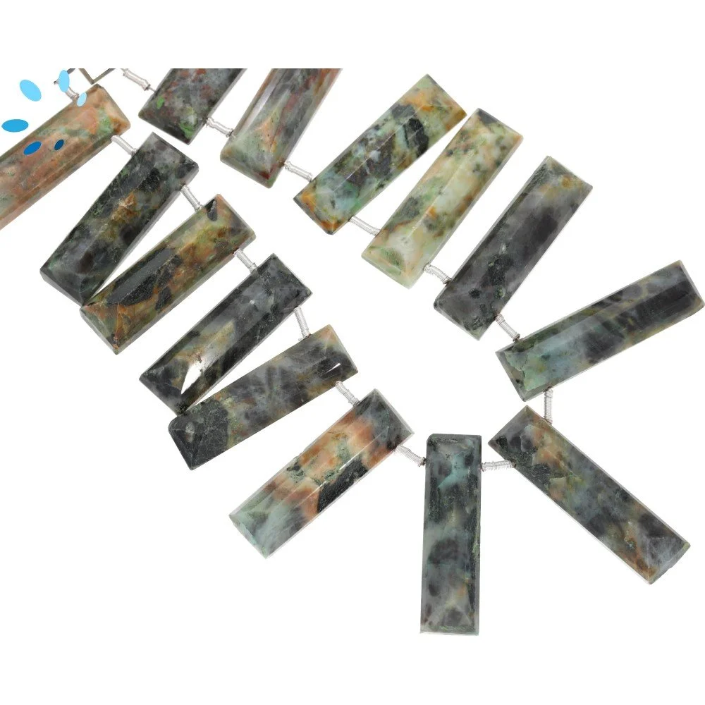 Jasper Faceted Rectangle Top Drilled Beads 20x7 - 24x7mm - 8 Inch Strand