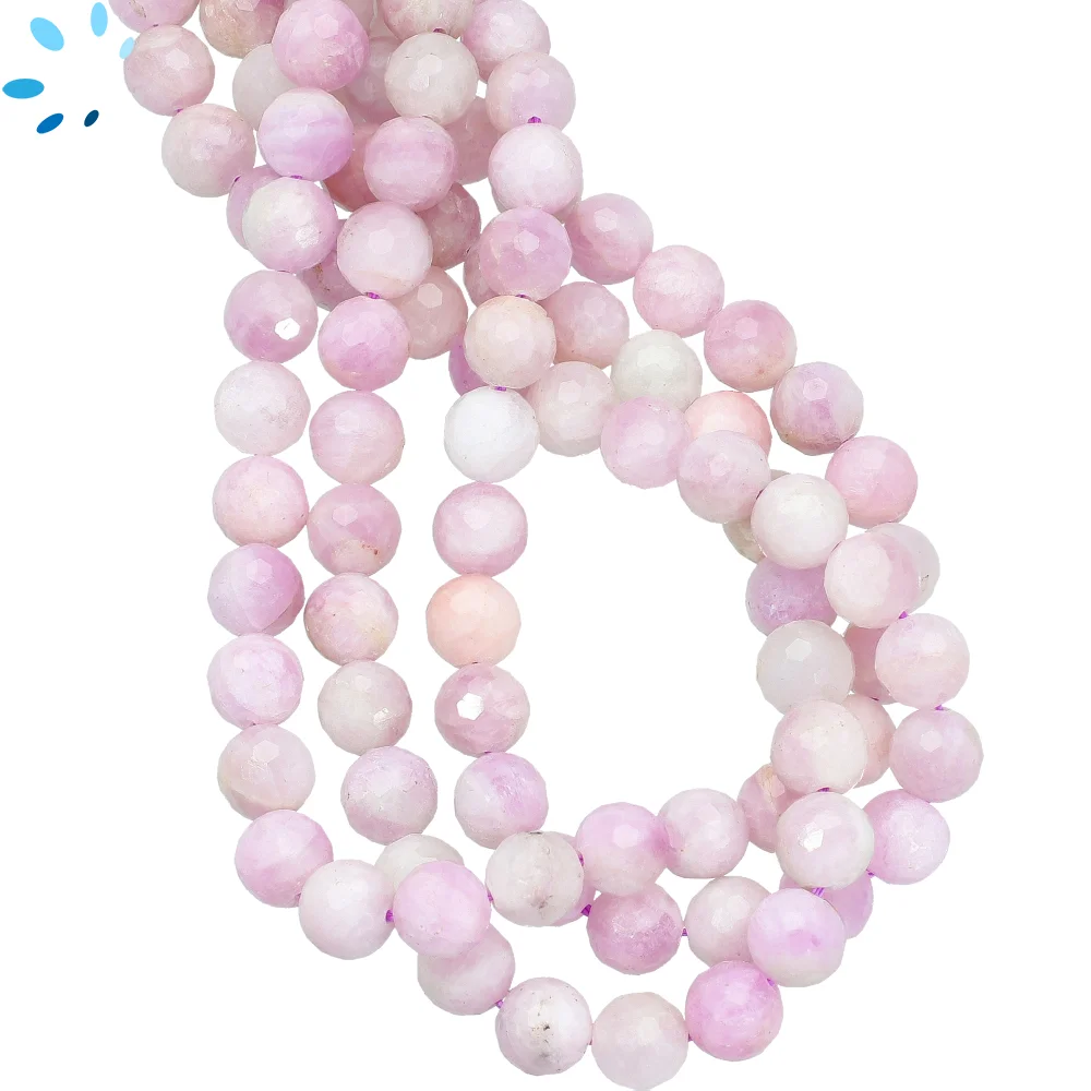 Kunzite Faceted Round Beads 8mm - 14 Inch Strand