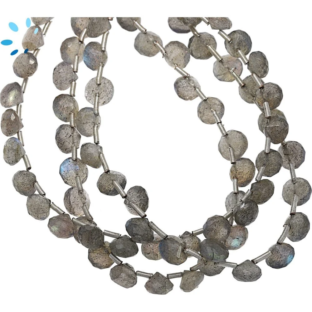 Labradorite Faceted Berry Top Drilled Beads 6mm - 8 Inch Strand