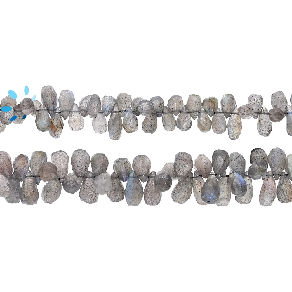 Labradorite Faceted Drop Top Drilled Beads 7x5 - 9x7mm - 14 Inch Strand