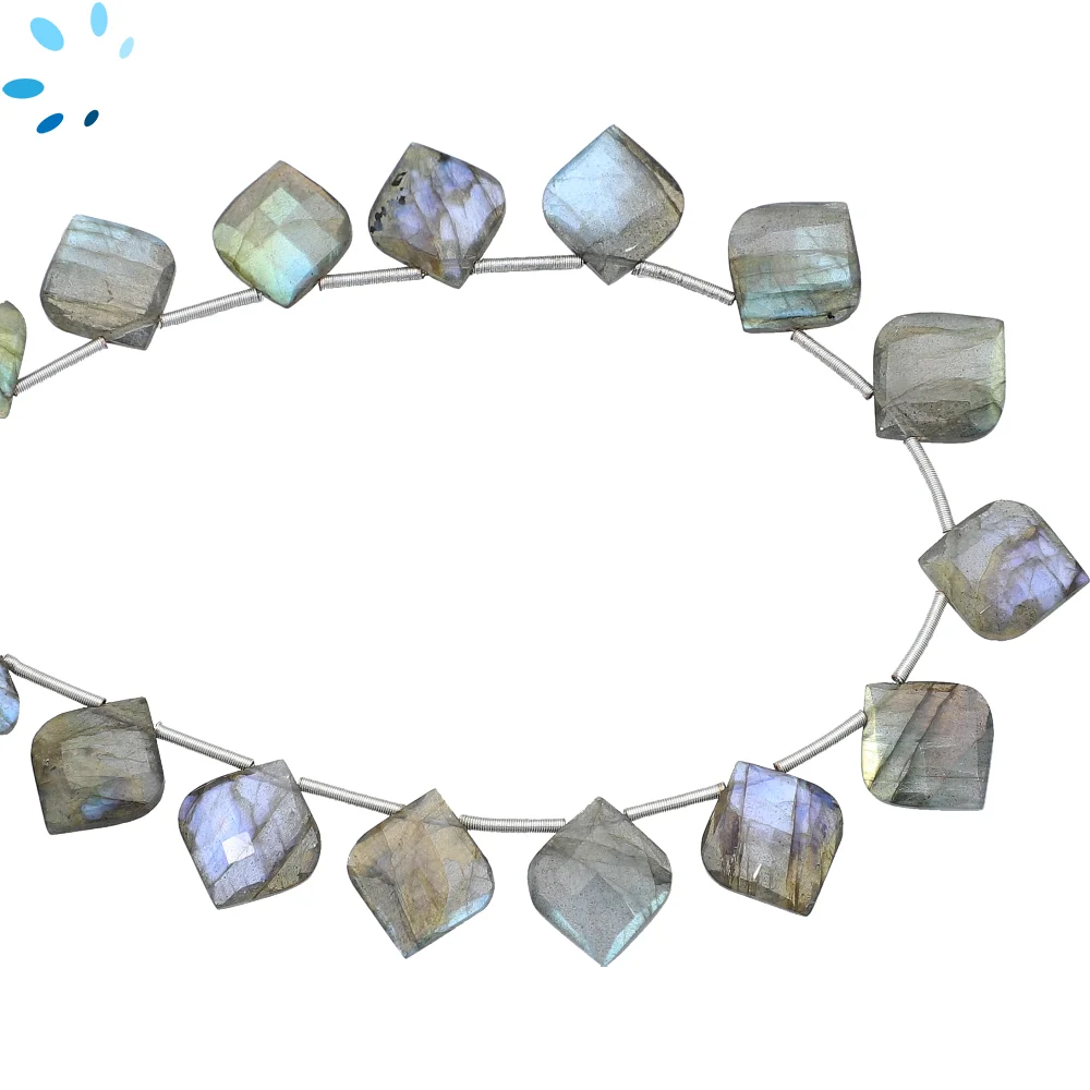 Labradorite Faceted Fancy Shape Top Drilled Beads 11x9mm - 8 Inch Strand