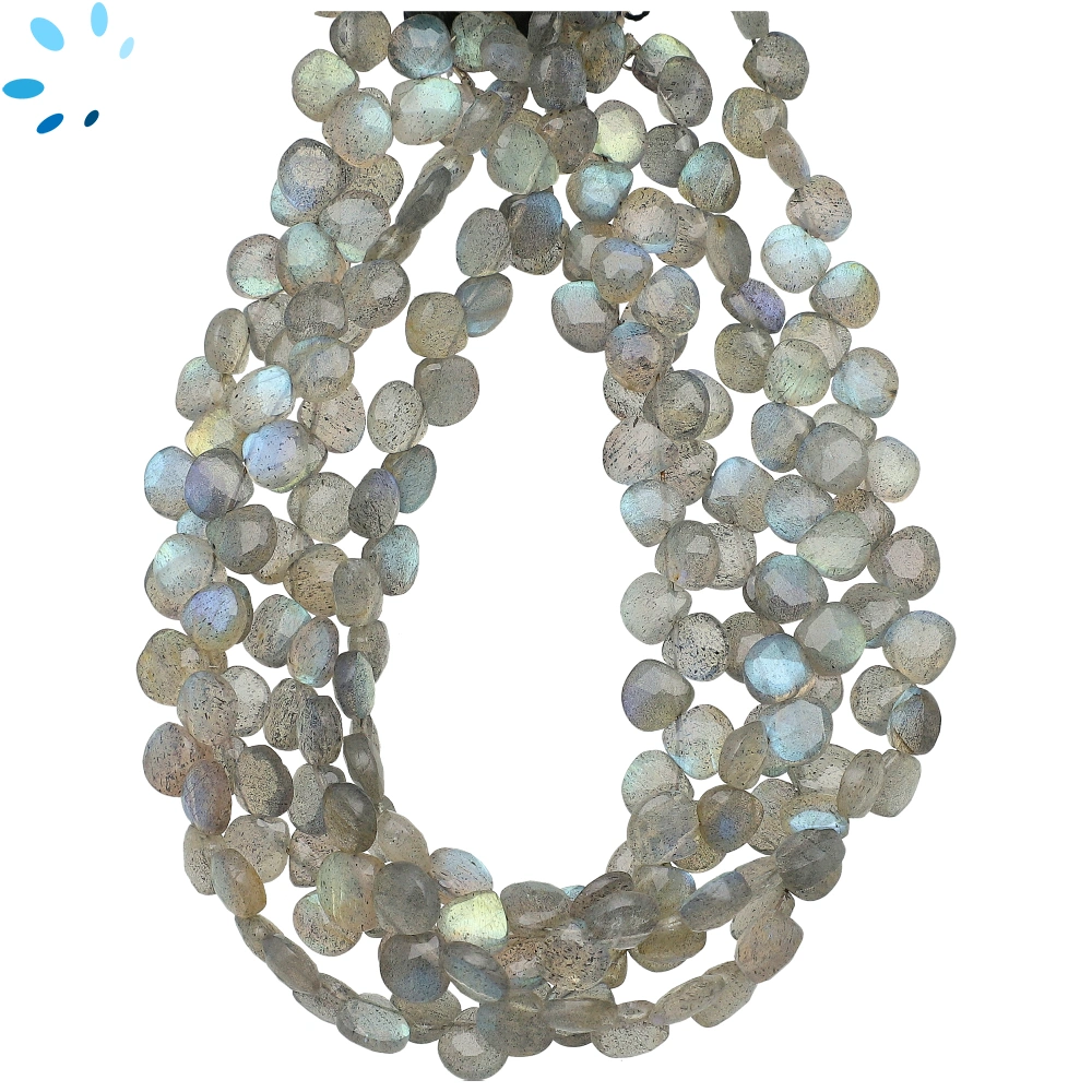 Labradorite Faceted Heart Top Drilled Beads 5mm - 8 Inch Strand