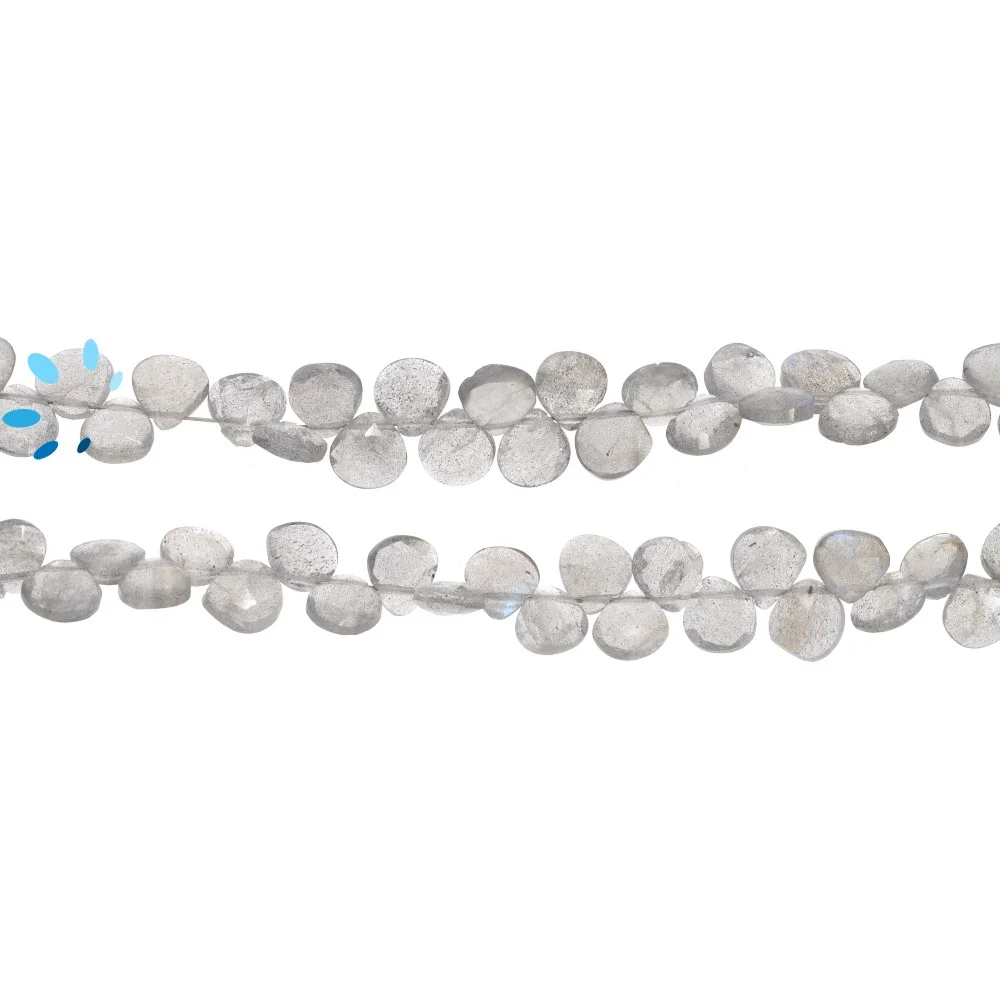 Labradorite Faceted Heart Top Drilled Beads 6mm - 8 Inch Strand