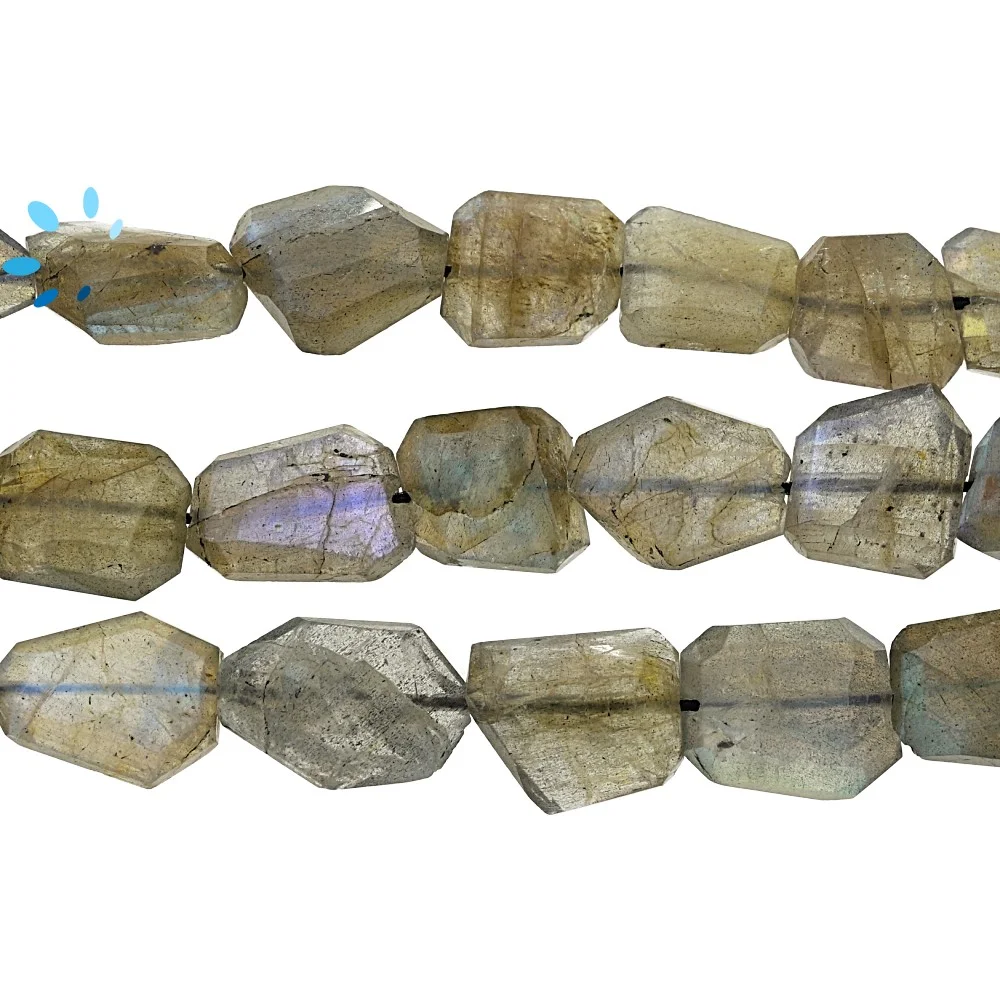 Labradorite Faceted Nuggets Top to Bottom Drilled Beads 12x10 - 15x10mm - 14 Inch Strand