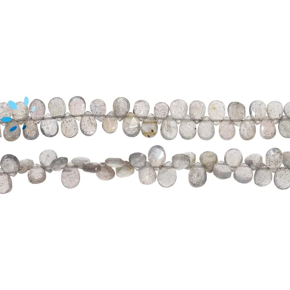Labradorite Faceted Pear Top Drilled Beads 6x4mm - 8 Inch Strand
