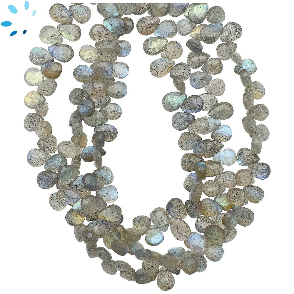 Labradorite Faceted Pear Top Drilled Beads 7x5mm - 8 Inch Strand