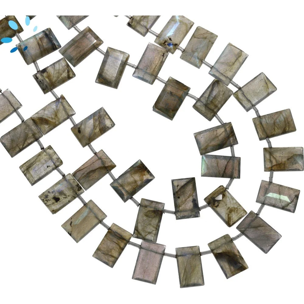 Labradorite Faceted Rectangle Top Drilled Beads 10x6 - 12x7mm - 8 Inch Strand