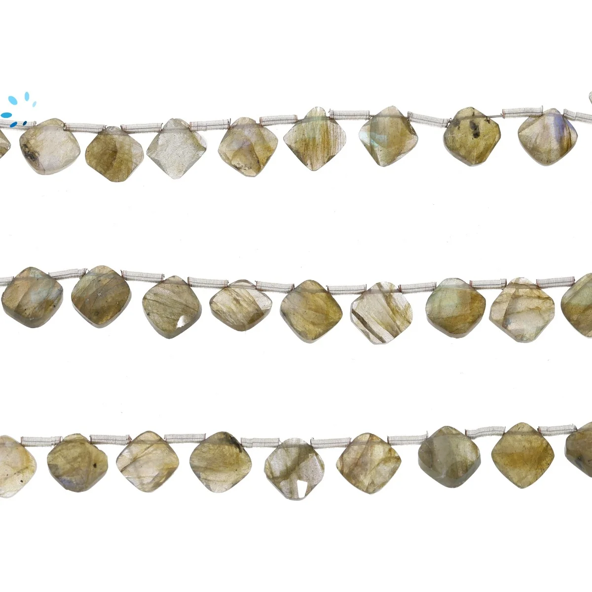 Labradorite Faceted Square Top Drilled Beads 6mm - 8 Inch Strand