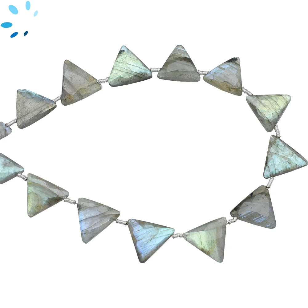 Labradorite Faceted Triangle Top Drilled Beads 10x9 - 12x11mm - 8 Inch Strand