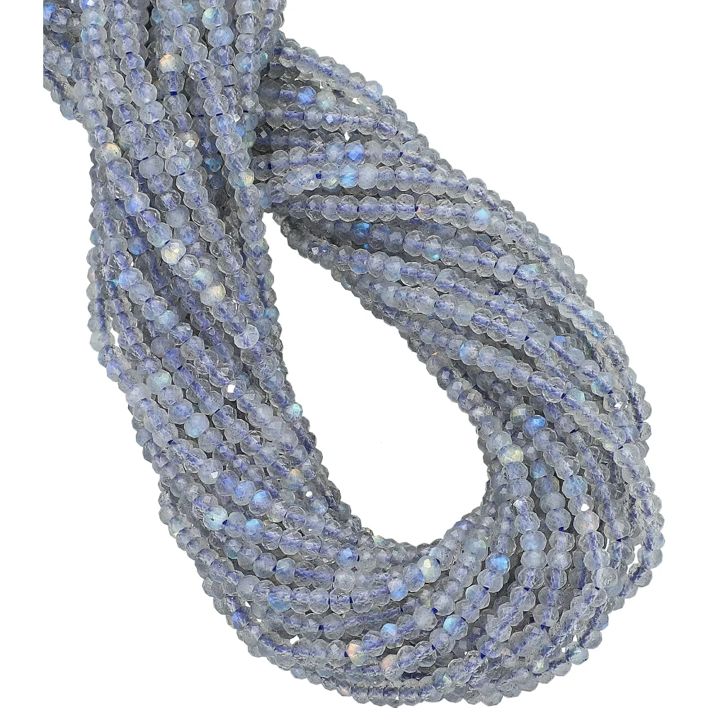 Labradorite Micro Faceted Rondelle Beads 3mm - 14 Inch Strand