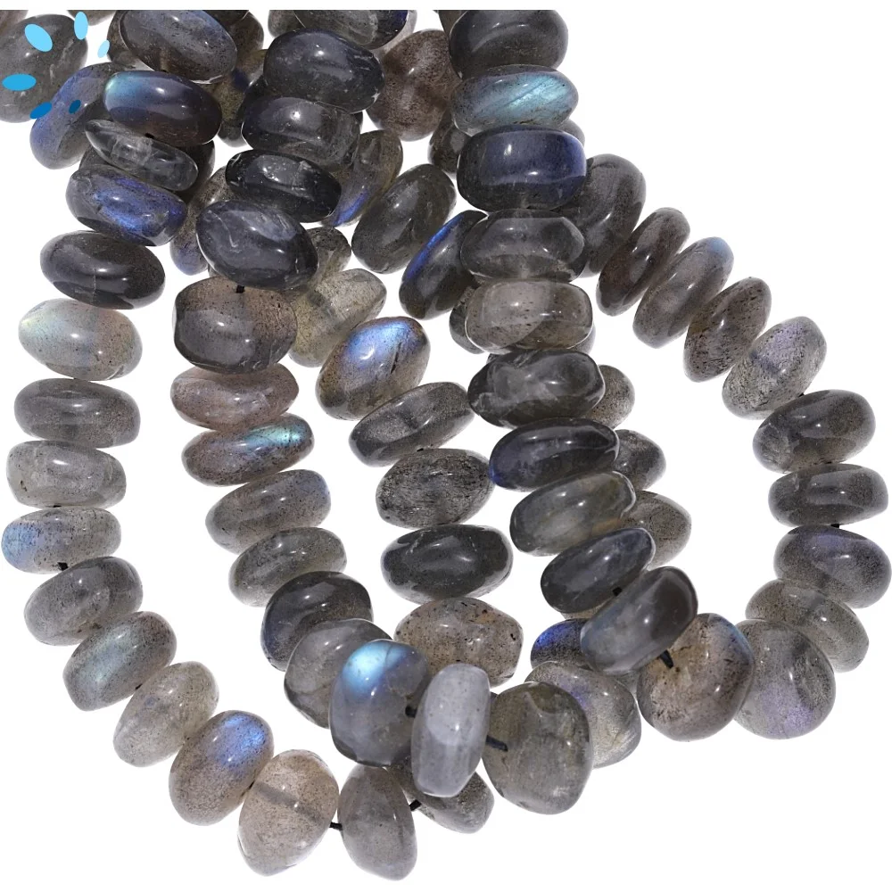 Labradorite Smooth Button Center Drilled Beads 10mm - 14 Inch Strand