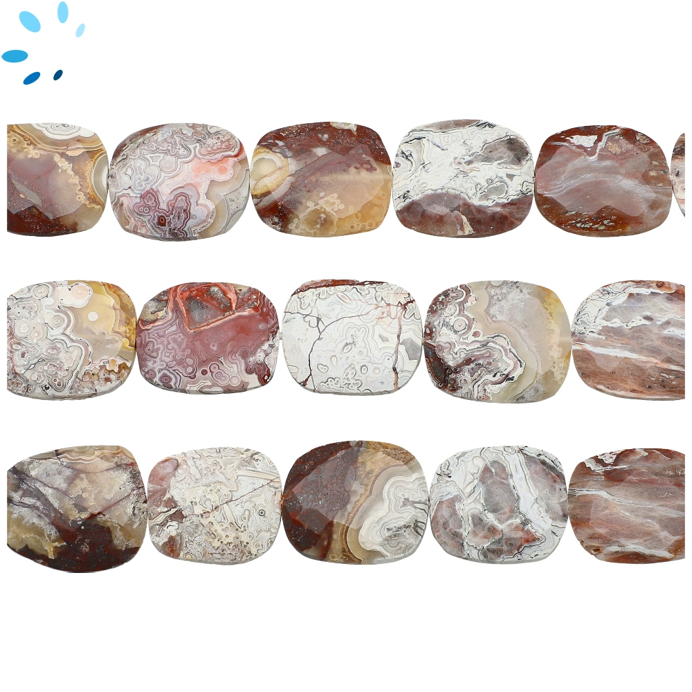 Laguna Lace Agate Faceted Nugget Top to Bottom Drilled Beads 20x17mm - 13 Inch Strand