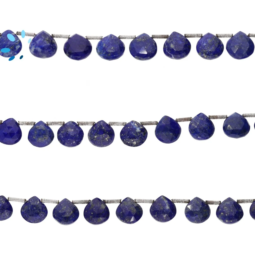 Lapis Faceted Heart Top Drilled Beads 8mm - 8 Inch Strand