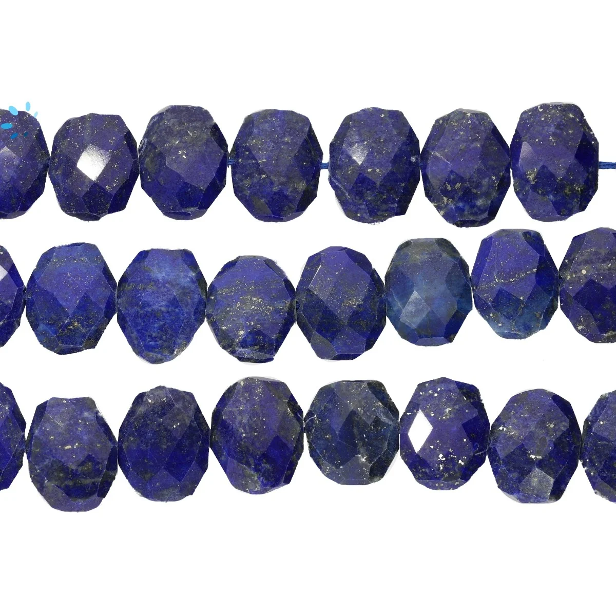 Lapis Faceted Nuggets Center Drilled Beads 14x10 - 16x12mm - 14 Inch Strand