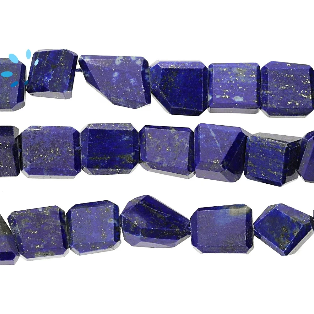 Lapis Faceted Nuggets Top to Bottom Drilled Beads 12x10 - 15x10mm - 14 Inch Strand