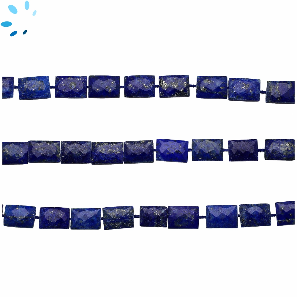 Lapis Faceted Rectangle Top to Bottom Drilled Beads 8x11 - 14 Inch Strand