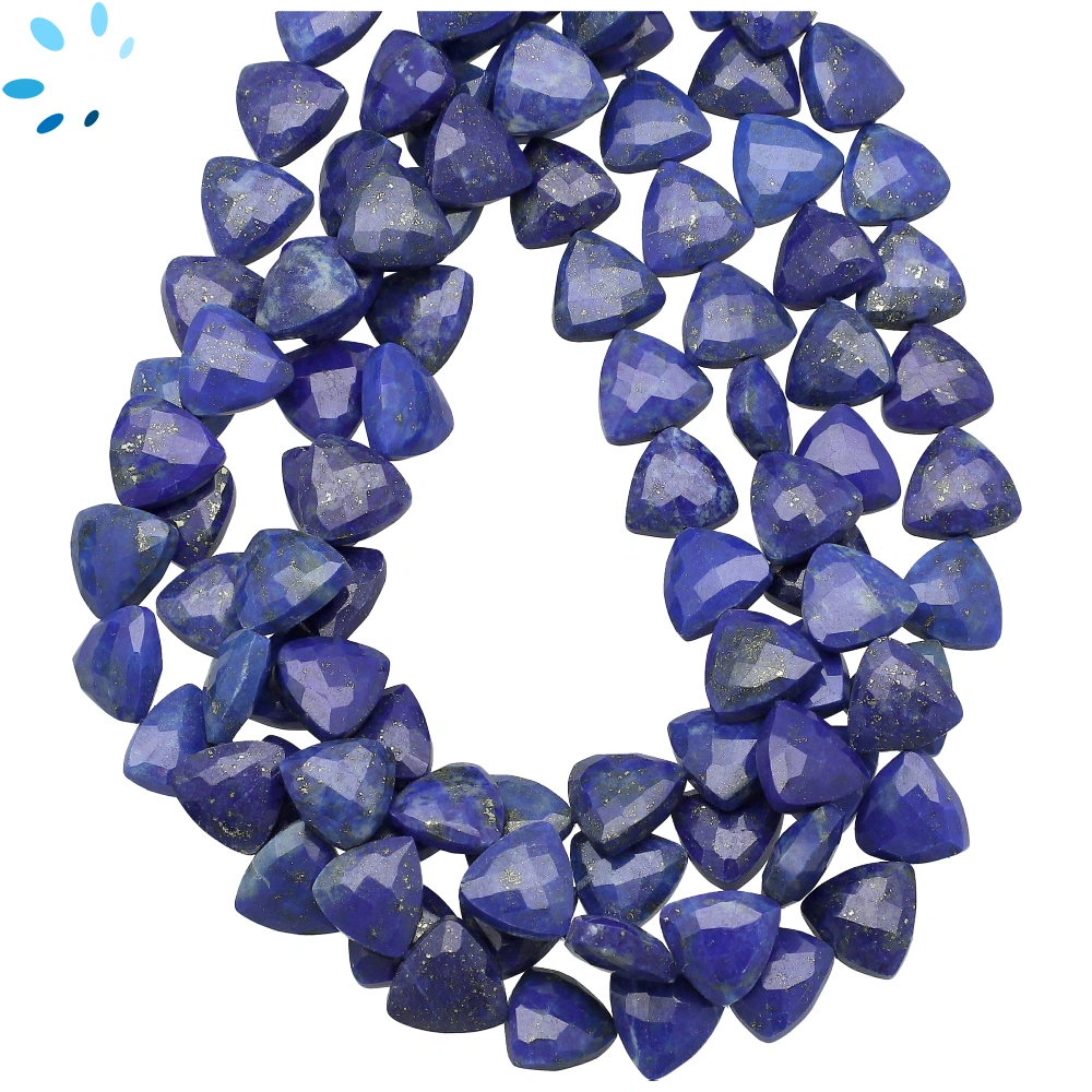 Lapis Faceted Trillion Top to Bottom Drilled Beads 9x9mm - 13 Inch Strand