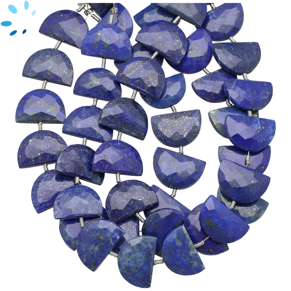 Lapis Lazuli Faceted Half Moon Top to Bottom Drilled Beads 15x10mm - 8 Inch Strand