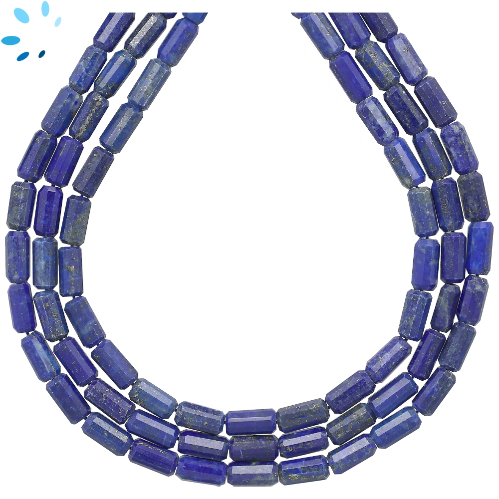 Lapis Lazuli Faceted Tube Top to Bottom Drilled Beads 11x5mm - 13 Inch Strand