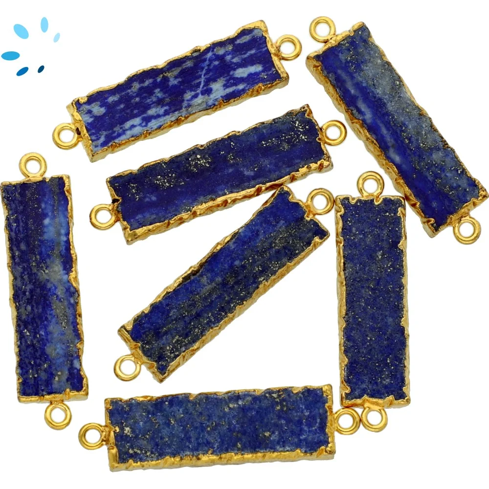 Lapis Rectangle Connector  27x8 - 29x9mm 18kGold Electroplated - Set of 2