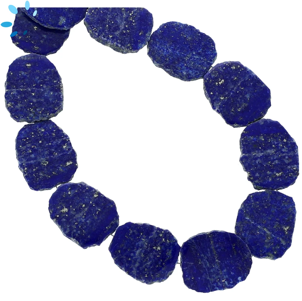 Lapis Smooth Slice Top to Bottom Drilled Beads 15x12mm - 8 Inch Strand