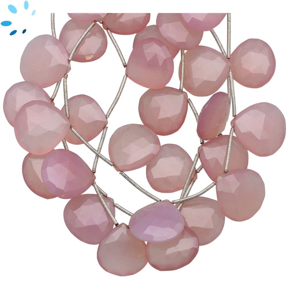 Lavender Chalcedony Faceted Heart Top Drilled Beads 17mm - 8 Inch Strand