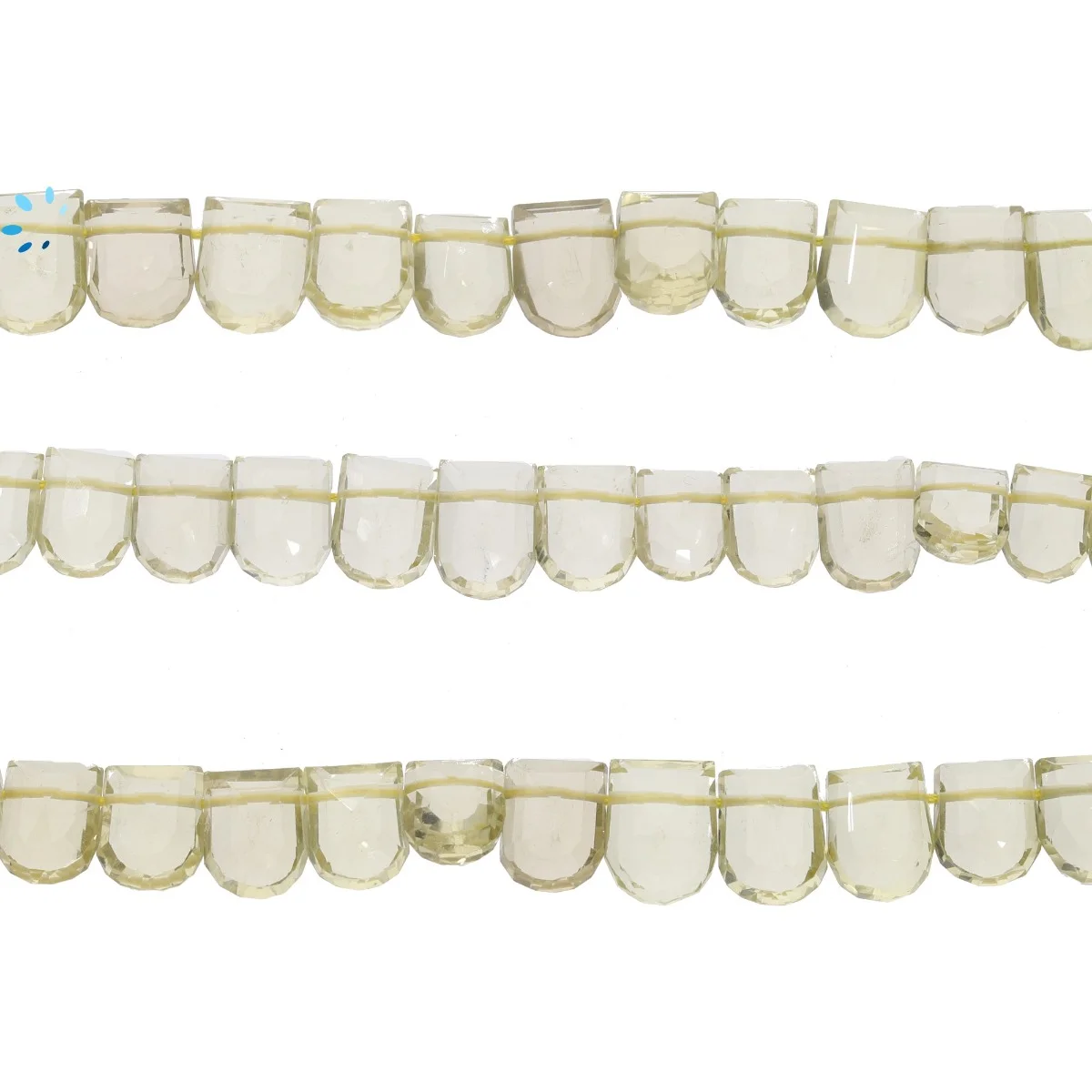 Lemon Quartz Faceted U Shape Top Drilled Beads 7x6mm - 8 Inch Strand