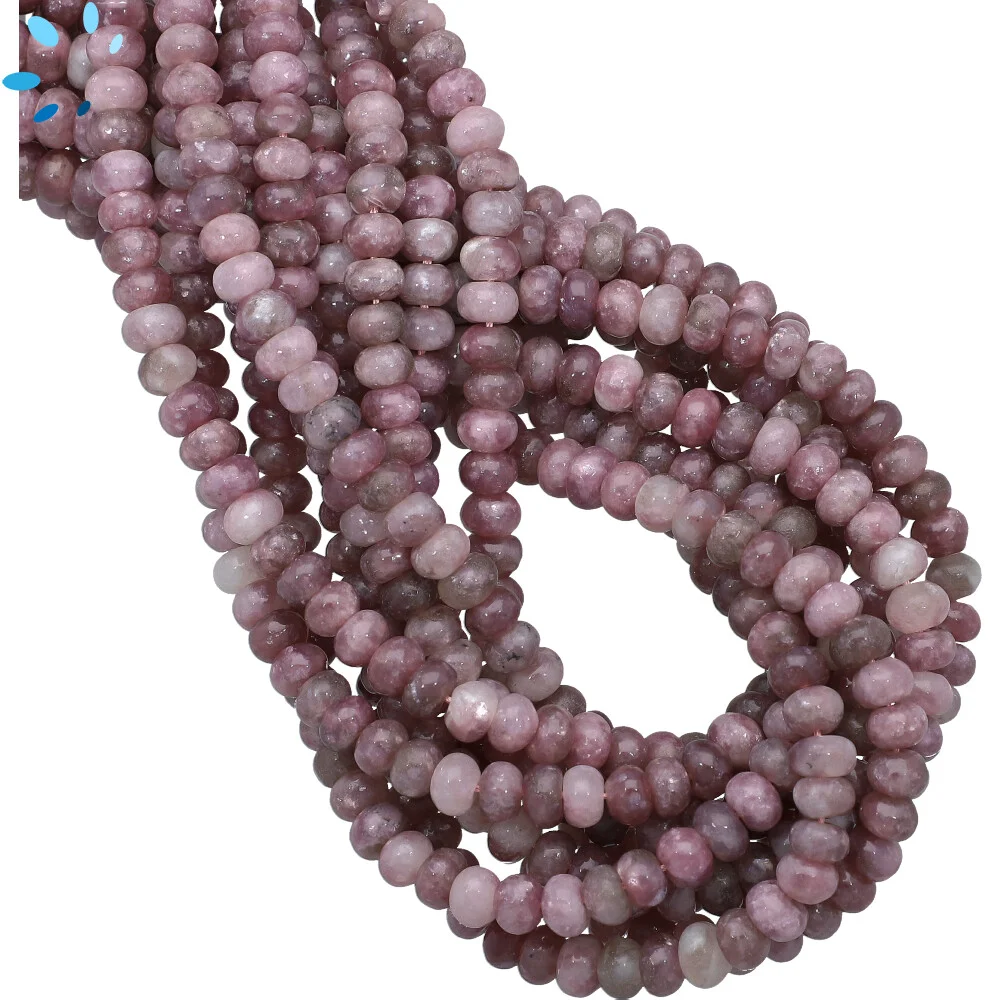 Lepidolite Smooth Rondelle Center Drilled Beads 6mm - 14 Inch Strand