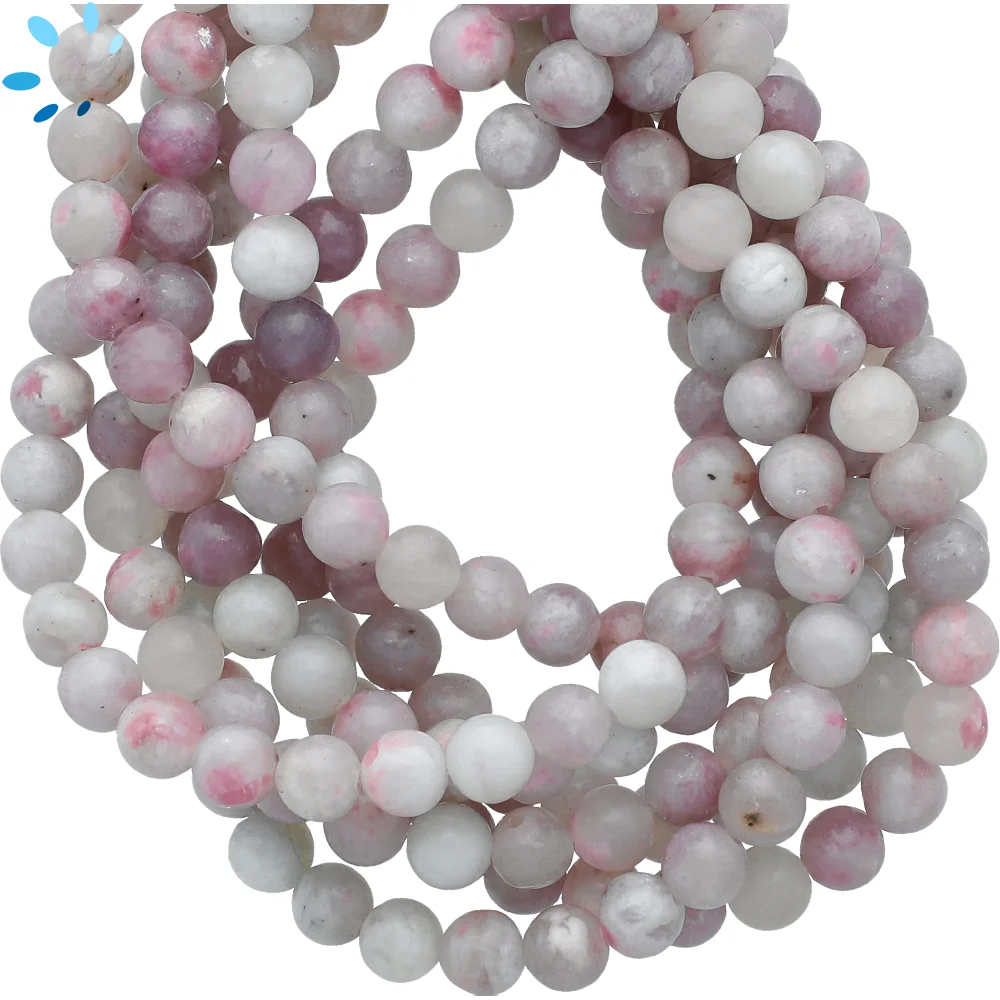 Lepidolite Smooth Round Top to Bottom Drilled Beads 6mm - 14 Inch Strand