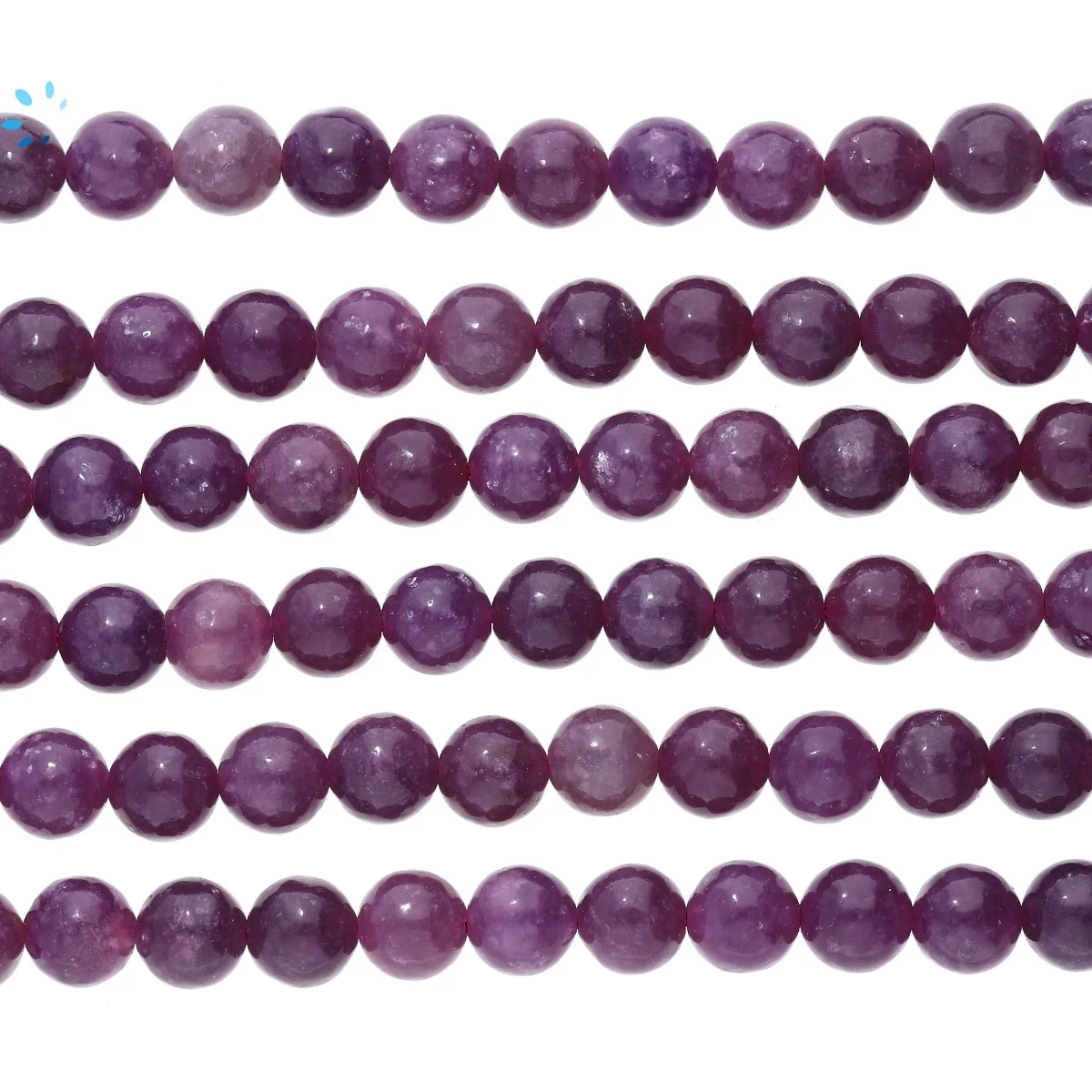 Lepidolite Smooth Round Top to Bottom Drilled Beads 8mm - 14 Inch Strand