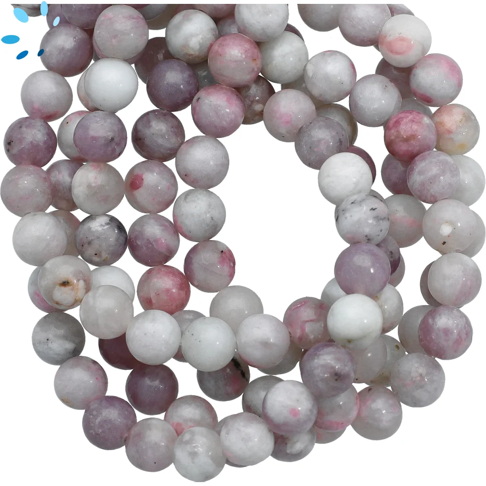 Lepidolite Smooth Round Top to Bottom Drilled Beads 8mm - 14 Inch Strand