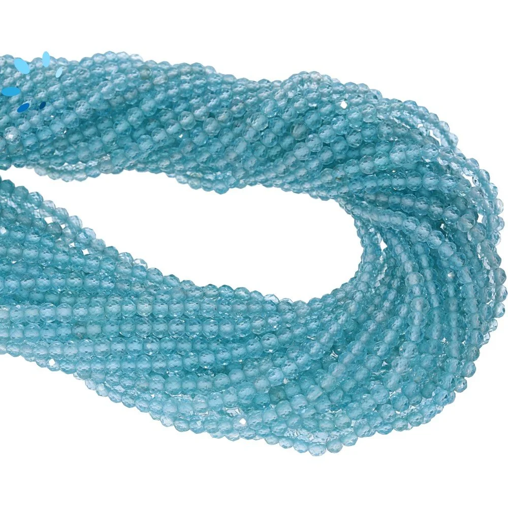 Light Blue Apatite Faceted Round Top to Bottom Drilled Beads 2.5mm - 13 Inch Strand