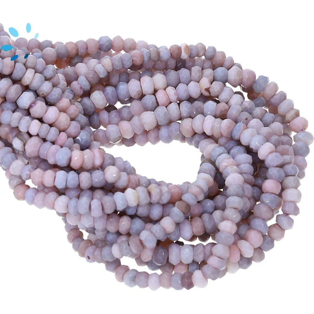 Lilac Opal Faceted Rondelle Center Drilled Beads 3.5mm - 14 Inch Strand