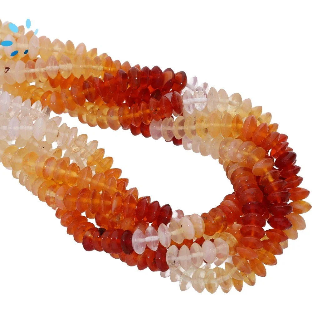 Mexican Fire Opal Faceted Button Center Drilled Beads 4.5mm - 14 Inch Strand