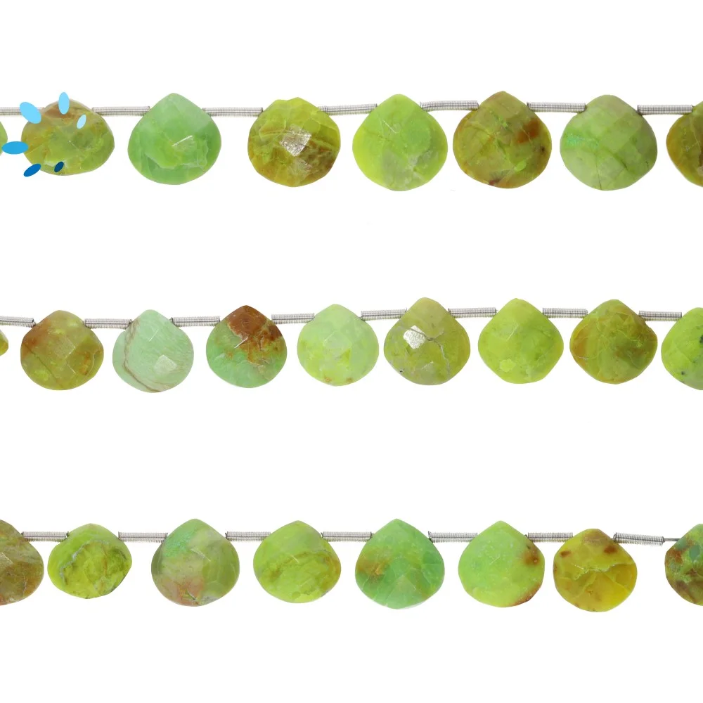 Mohave Green Turquoise Faceted Heart Top Drilled Beads 8mm - 8 Inch Strand